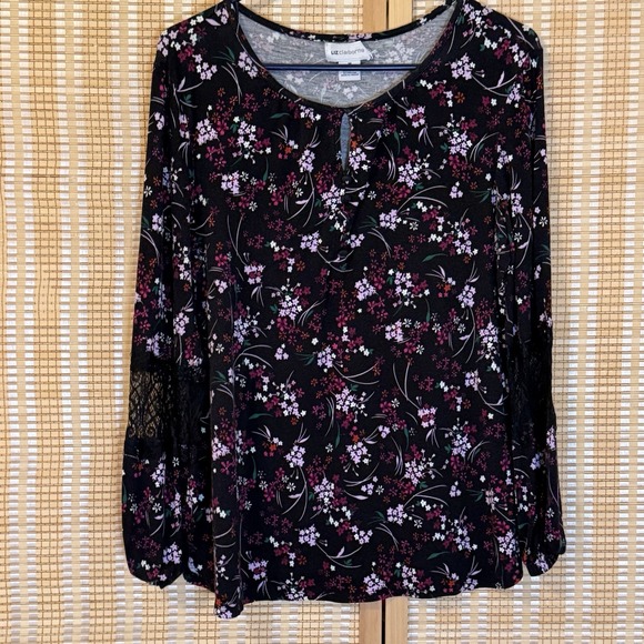 Liz Claiborne Tops - Liz Claiborne Womens M Top Floral Long Sleeve Lace Arms Boho Cottagecore Western